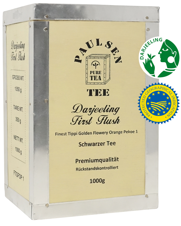 Darjeeling First Flush "Ernte 2024" 1000g, schwarzer Tee,  in dekorativer Teekiste